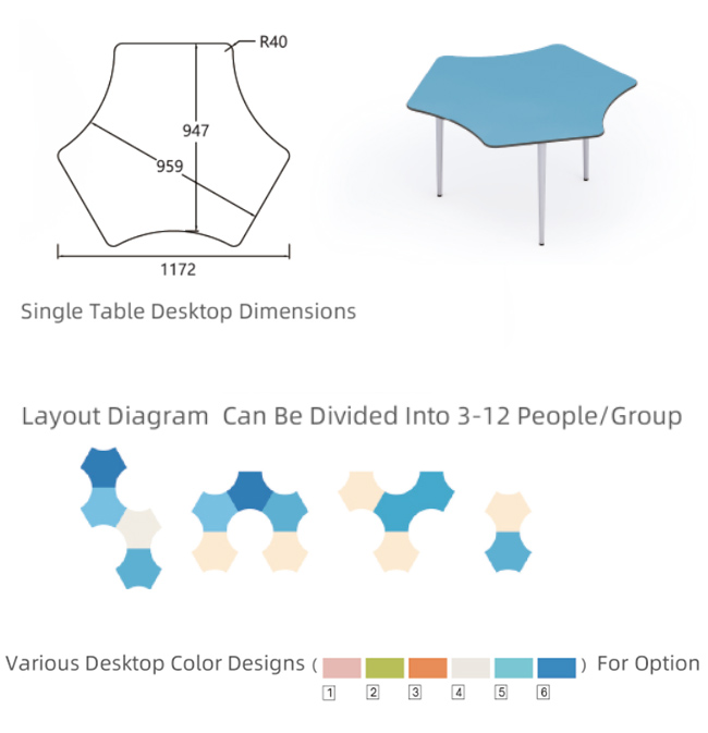 CURVED HEXAGON COMBINATION TABLE 